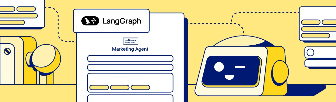 LangGraph Marketing Agent cover with a document and robot