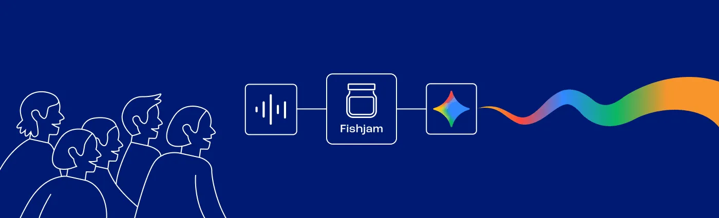 Crowd, audio, Fishjam, and Gemini pipeline illustration